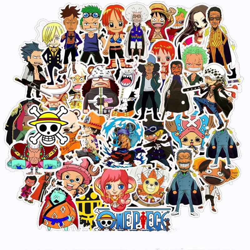 

50Pcs One Piece Japan Anime Stickers for Laptop Guitar Skateboard Sticker DIY Waterproof stikers PVC Decals