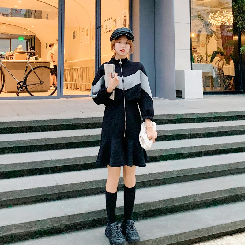 

Photo Shoot Slimming Fashion Spring Clothing Comfortable New Style Korean-style Zipper Casual Versatile Simple Commuting Mid-len