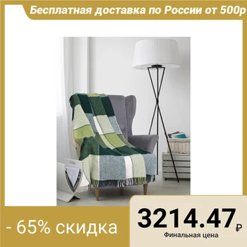 

Woolen plaid "Elf", size 140x200 cm, color white / light green / green