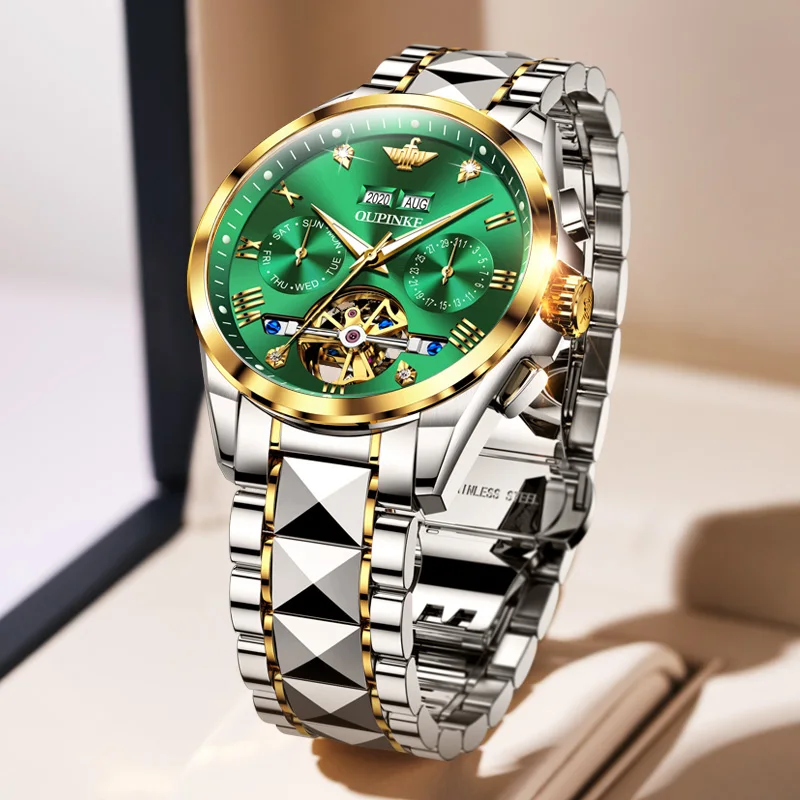 Swiss Brand Oupinke Luxury Automatic Watch Men Sapphire Self 