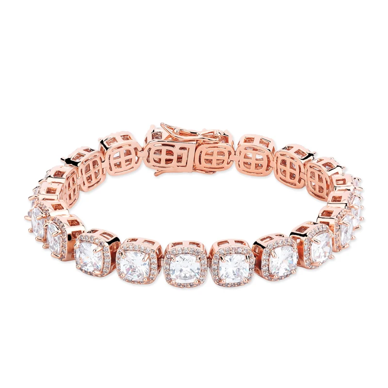 Rose gold TOPGRILLZ AAA кубический цирконий колье браслет для женщин мужчин Хип Хоп Bling Iced Out 1 ряд CZ камень теннисная цепь рэппер ювелирные изделия - Окраска металла: Rose gold