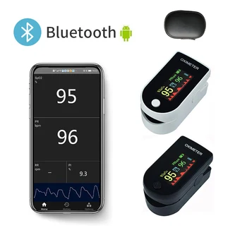 

Black Bluetooth Oximeter For Android Color Display APP Data Display Fingertrip Pluse Oximeter SPO2 PR Monitor Home Health Care