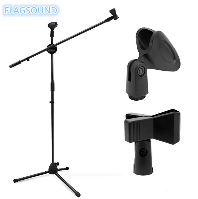 Профессиональный регулируемый штатив-тренога для микрофона, подставка для микрофона, портативный держатель с зажимом для микрофона, съемная стойка для микрофона - Цвет: Microphone stand