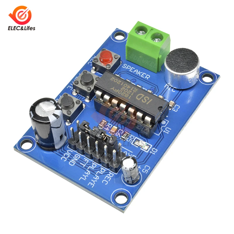 

ISD1820 Voice Recording Module Speaker Sound Module Record Playback board with Onboard microphone Audio Loudspeaker module