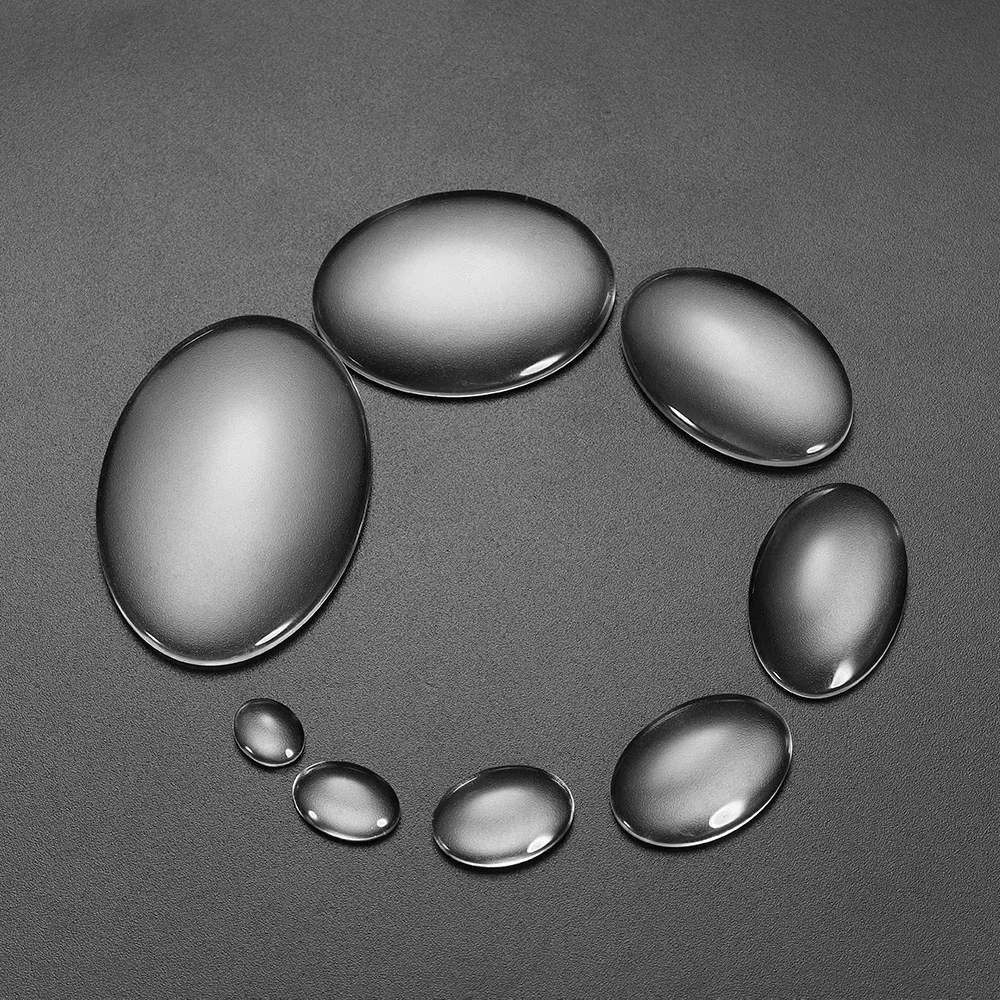 

5-50pcs/lot Size 10-50mm Transparent Clear Flat Back Crystal Cabochon Oval Glass Cabochon Cameo For Jewelry Making Accessories