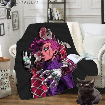 

NEW JoJo Bizarre Adventure Printed Fleece Blanket for Beds Thick Quilt Fashion Bedspread Sherpa Throw Blanket Adults Kids 02