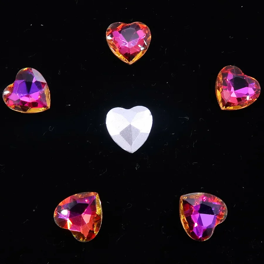 A5 topaz Rainbow Блестящее стекло, кристалл, 7 размеров, прозрачные AB и радужные цвета, точечная задняя часть, форма сердца, клей, стразы, бусины, аппликация, сделай сам, отделка - Цвет: A5 topaz Rainbow