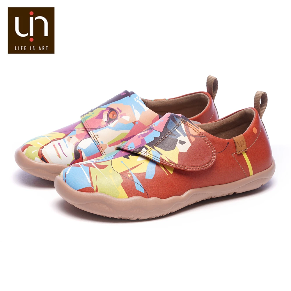 UIN/Цветная дизайнерская детская обувь с рисунком льва; модные кроссовки из микрофибры для мальчиков и девочек; Брендовая обувь; детская мягкая обувь на плоской подошве