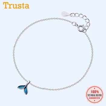 

Trustdavis Genuine 100% 925 Sterling Silver Sweet 2019 Blue Fishtail 20cm Anklets For Women Lady Wedding Jewelry Gift DS1715