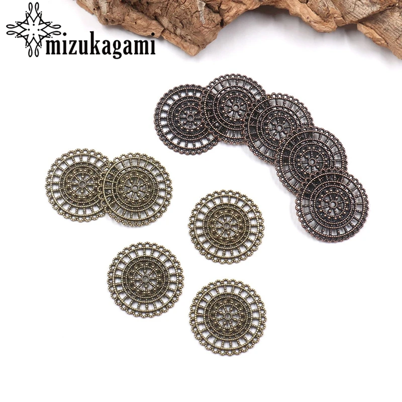 

Retro Bronze Zinc Alloy Round Flowers Connector Linker Charms 6pcs/lot For DIY Tassel Drop Earrings Accessories
