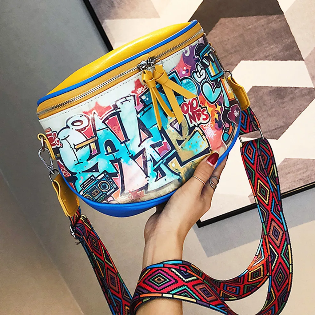 

MAIOUMY Hot Sale omen's Messenger Bag Fashion Graffi Pattern Single Shoulder-Bag Ladies High Quality Pu Leather Crossbody Bags