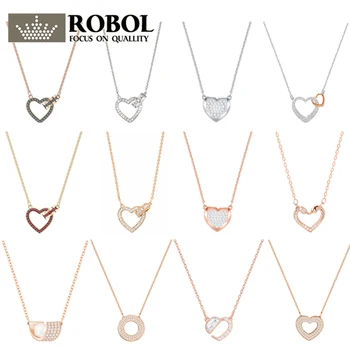 

High Quality SWA XL011 1:1 Original SWA DIY Jewelry Simple Modern Play Trend Classic Heart-Shaped Diamond Necklace.