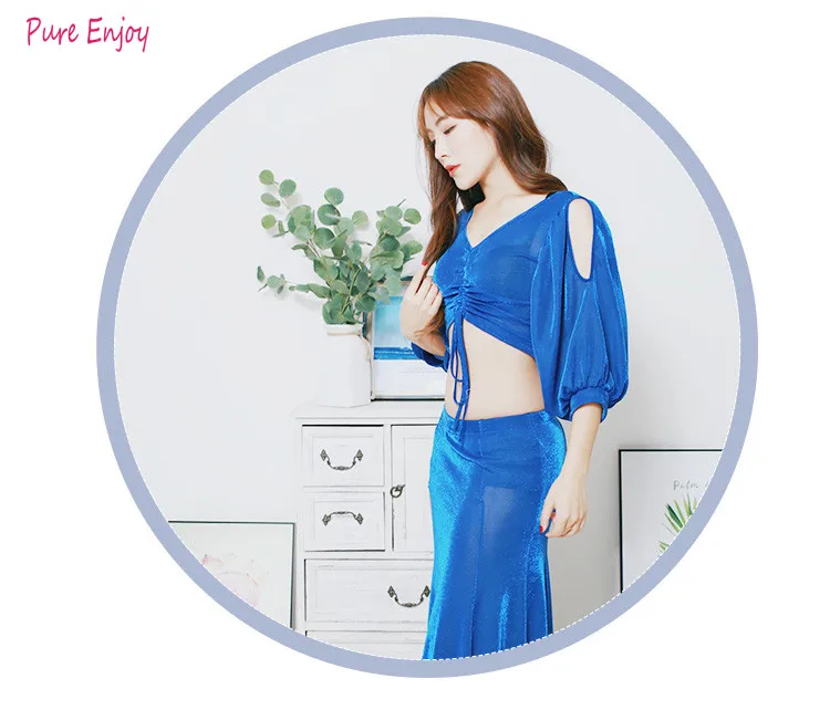 Belly Dance Практика одежды для начинающих Mesh Summer сексуальный топ длинный комплект юбки Восточные танцы Одежда для соревнований наряды
