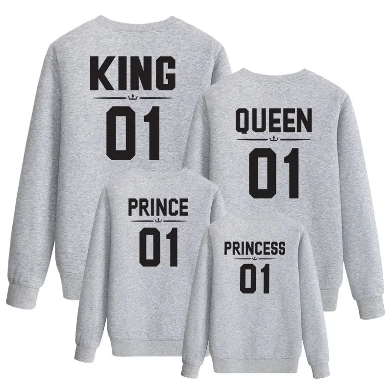 

Family Shirts Christmas Mother Father Kids Sweatshirt Party Matching Clothes Family Loook King Queen Print Prince Soft Clothing