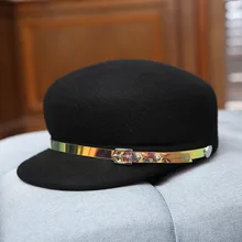 Качественная австралийская шерстяная русская популярная женская кепка в стиле милитари с плоским верхом, модная черная осенне-зимняя Кепка с козырьком, повседневная одежда