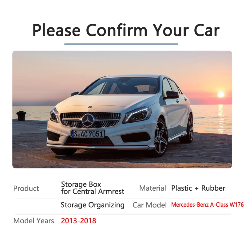 Автомобильный Органайзер, аксессуары для Mercedes Benz A-Class W176 2013~, подлокотник, коробка для хранения A180 A200 A220 A250 A45 AMG