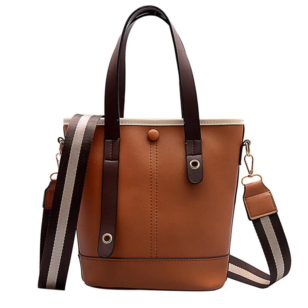 

Women PU Leather Shoulder Crossbody Bag Totes Casual Large Bucket Handbag Simple Shoulder Messenger Bag Ladies Cross Body Bag