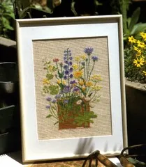 

B1242 [a basket of flowers] romantic hemp cloth cross stitch set of rural elegant study Restaurant
