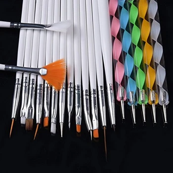 

20Pcs Nail Art Line Painting Pen 3D Tips Acrylic UV Gel Brushes Drawing Crystal Liner Glitter French Design Manicure Tool