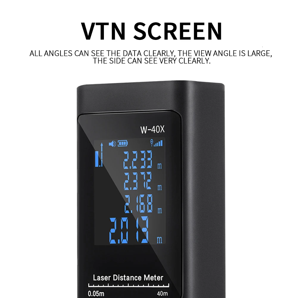 Mini Handheld 40M Smart Digital Laser Distance Meter Range Rangefinder Portable USB Charging Distance Measuring Meter