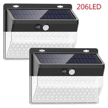 2шт 118/206LED солнечный датчик движения настенный светильник наружный водонепроницаемый дворовый светильник