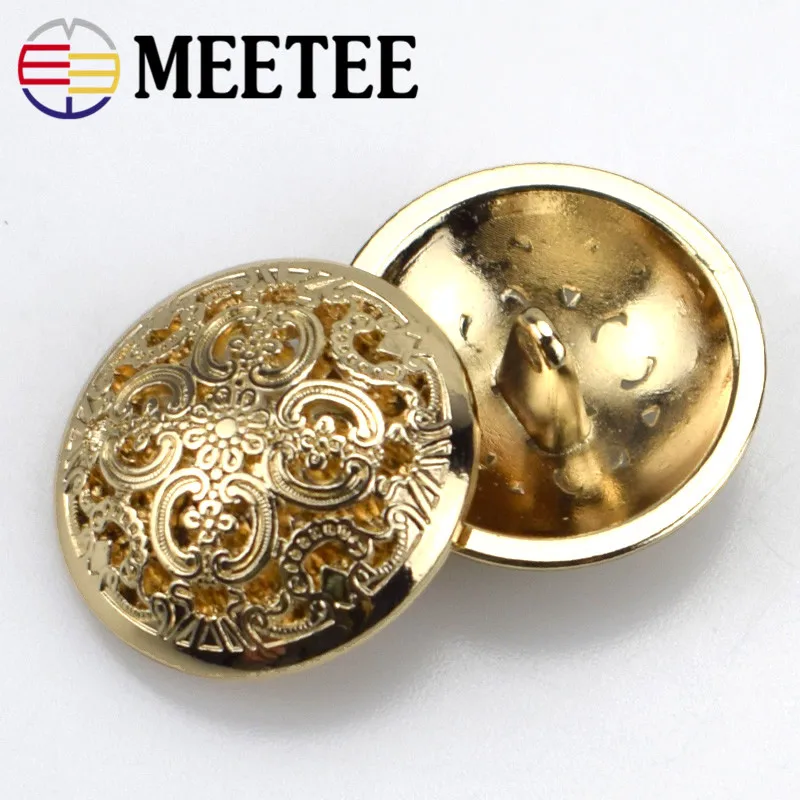 20pcs Meetee 15/18/20/23/25mm Hollow Metal Buttons Round Coat Button for Clothing Sewing Decor Accessories DIY Material Craft