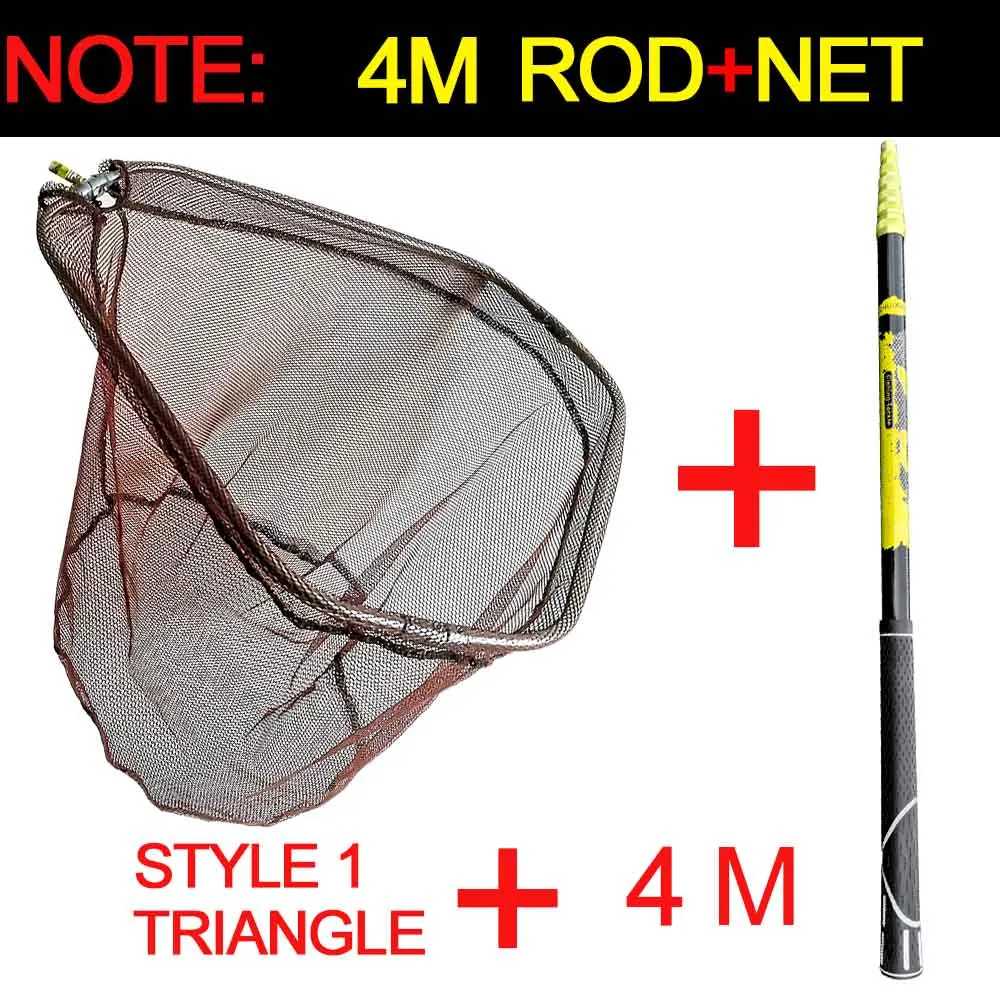 JOSBY 3m 4m 2.1m High Quality Fishing Net Fish Landing Foldable Collapsible Telescopic Pole Handle Durable Mesh | Спорт и