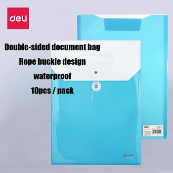 

Deli 10PCS/PACK Blue File Bag Large Capacity A4 Rope Storage Plastic Information Bag Office School Supplies 5519 Folder Sale
