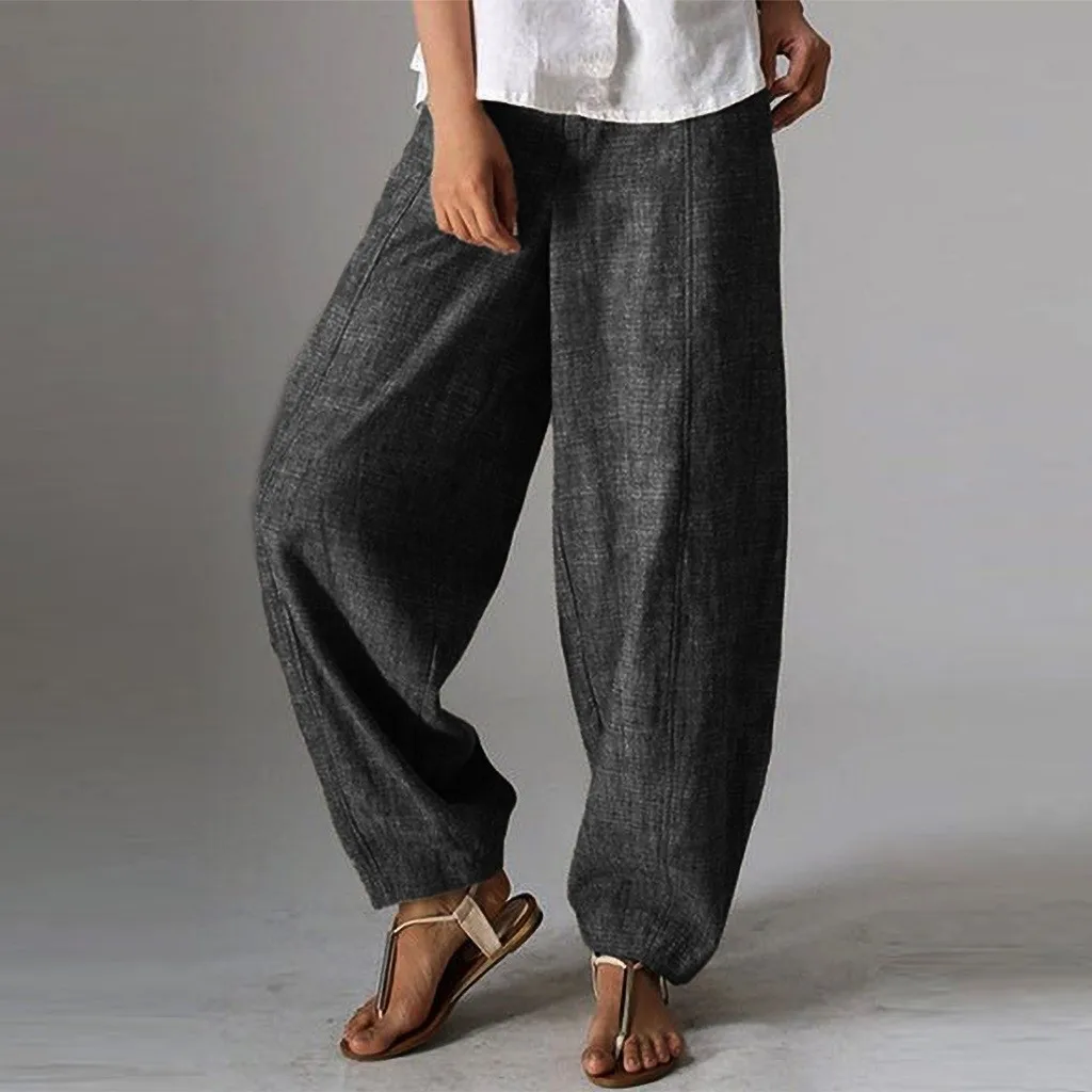 S-5XL размера плюс, Модные женские длинные брюки, хлопок, высокая талия, одноцветные брюки, женские брюки, Прямая поставка, Aug6 - Цвет: DY