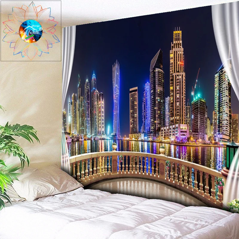 Hippie Night Scenery Print Tapestry New Room Wall Hanging Tapestries Home Decor