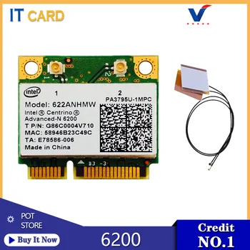 

Dual Band 2.4Ghz/5Ghz Intel Advanced-N 6200 622ANHMW Wifi Card 802.11a/g/n 300Mbps Half mini PCI-E Wireless Card