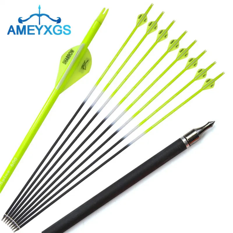 

6/12pcs 30" Archery Carbon Arrows Spine 500 Carbon Hunting Carbon Arrows Replaceable Broadhead For Hunting Shooting Accessories