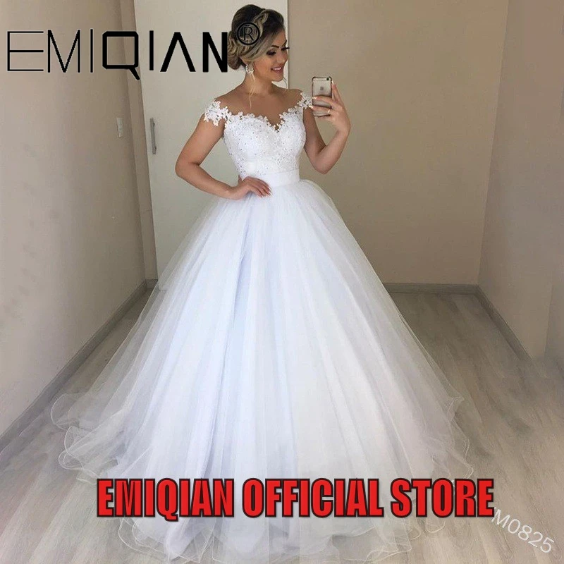 Elegant Lace Wedding Dress Soft Tulle Bride Dresses Robe de Mariee Wedding Party Gown