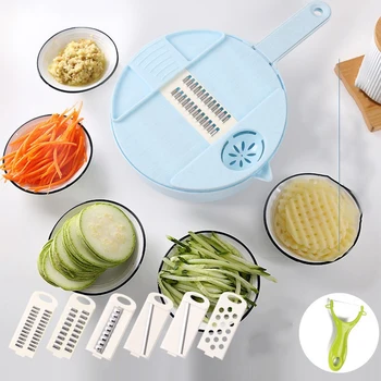 

BAYCHEER 12 in 1 Kitchen Multipurpose Cutter Slicer Multifunction Wheat Straw Mandoline Slicer with 6 Blades and 1 Hand Planer