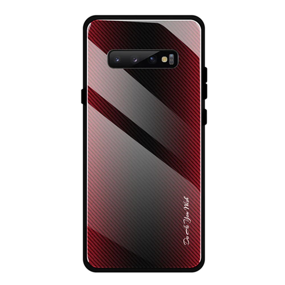 1 Модный градиентный чехол из закаленного стекла для samsung Galaxy S10 S9 S8 Plus Note 8 9 10 Pro A10 A50 A70, цветная задняя крышка из стекла в полоску - Цвет: 1