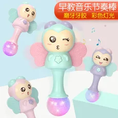 Xin si te Infant Rattle-drum Cartoon Rabbit Drop-resistant Soft Silcone Molar Children'S Educational Toy