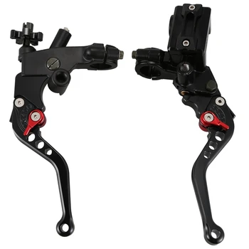 

NEW-Universal Motorcycle 7/8 inch CNC Brake Clutch Master Cylinder Lever Set Reservoir (Black)