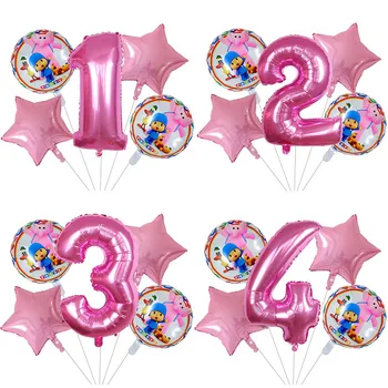 

5pcs/set 18inch Pink Star Cartoon Pocoyo Foil Balloons Set 30inch Number Air Globos Baby Shower Kids Birthday Party Decoration