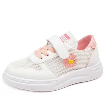 

Summer Children Shoes Boy's White Sneakers Breathable Mesh Kids White Shoes Girl's Casual Shoes Flowers Canvas Shoes