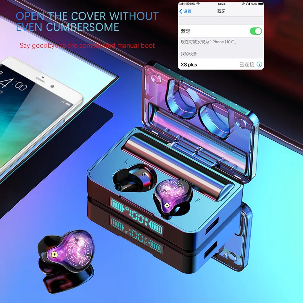 50# Bluetooth наушники TWS 5,0 в водонепроницаемые стерео беспроводные наушники с шумоподавлением, игровая гарнитура, светодиодный дисплей, наушники