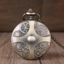 Шестерни ретро карманные часы мужские и женские подарки часы модные бронзовые карманные часы с цепочкой арабские цифры дисплей