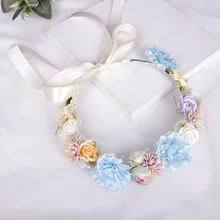 Новая горячая гирлянда богемная пляжная головная повязка с розой невесты Приморский фото лента для волос свадебный наголовный обруч Цветок Девушка Розовый венок