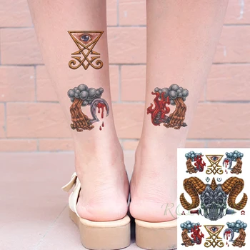 

Waterproof Temporary Tattoo Sticker Skull Head Horn Knife Eye Hand Sickle Torch Flash Tatoo Fake Tatto Art for Men Women