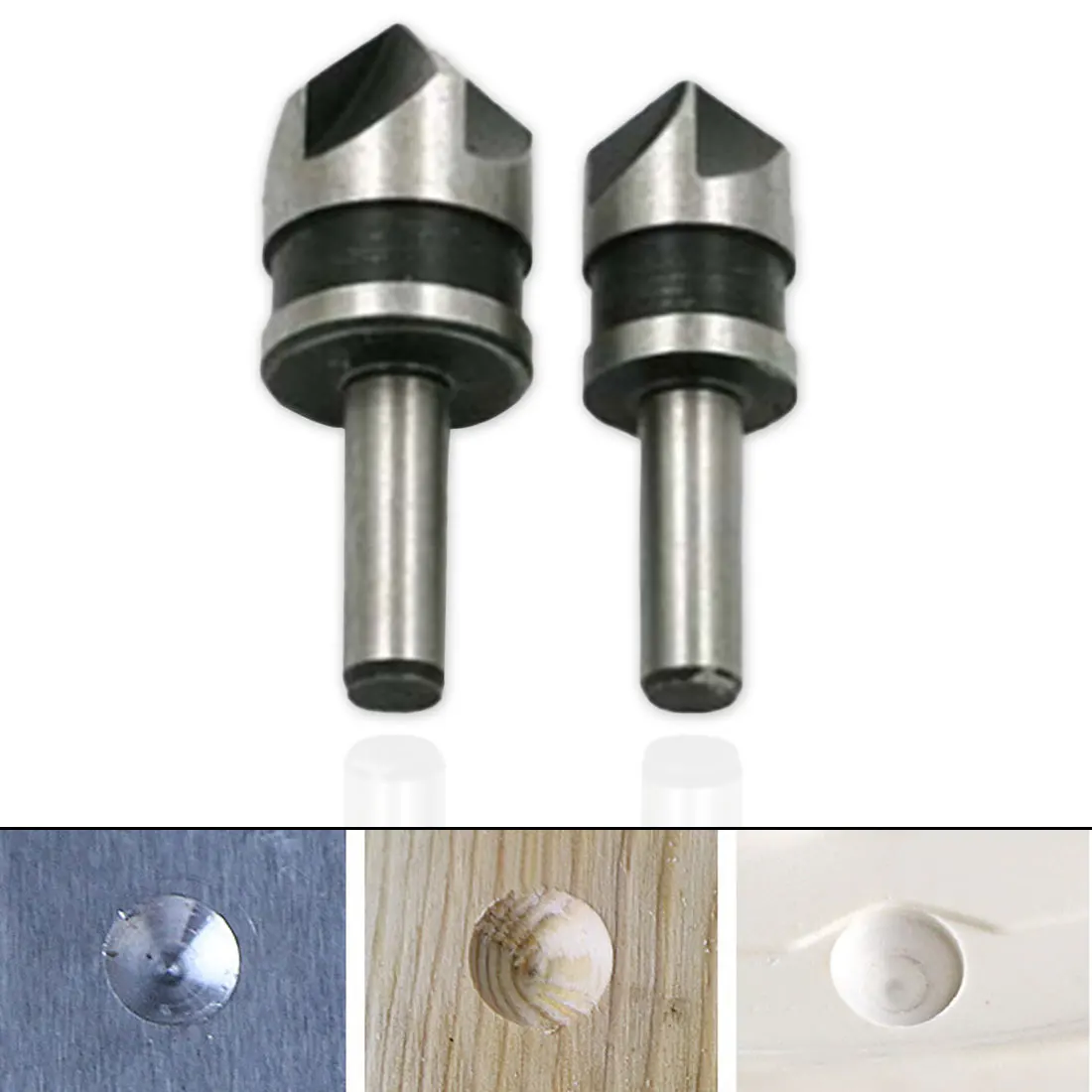1/2-5/8 2pcs 5 Flute Countersink Drill Bit HSS 82 Degree Point Angle Chamfer Chamfering Cutter 1/4" Round Shank For Power Tool