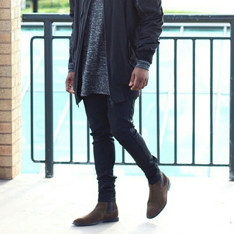 

2019 Mens Boots Men Chelsea Boots Ankle Boot Plus Velvet High-Top Martin Boot Outdoor Walking Shoes Wear Resistant Casual Shoes