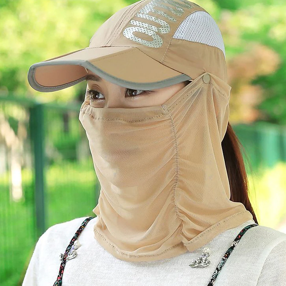 

Loose and comfortable Foldable sunshade Woman Summer Beach Hat Folding Sun Hat UV Protection Fishing Cap with Face Collar