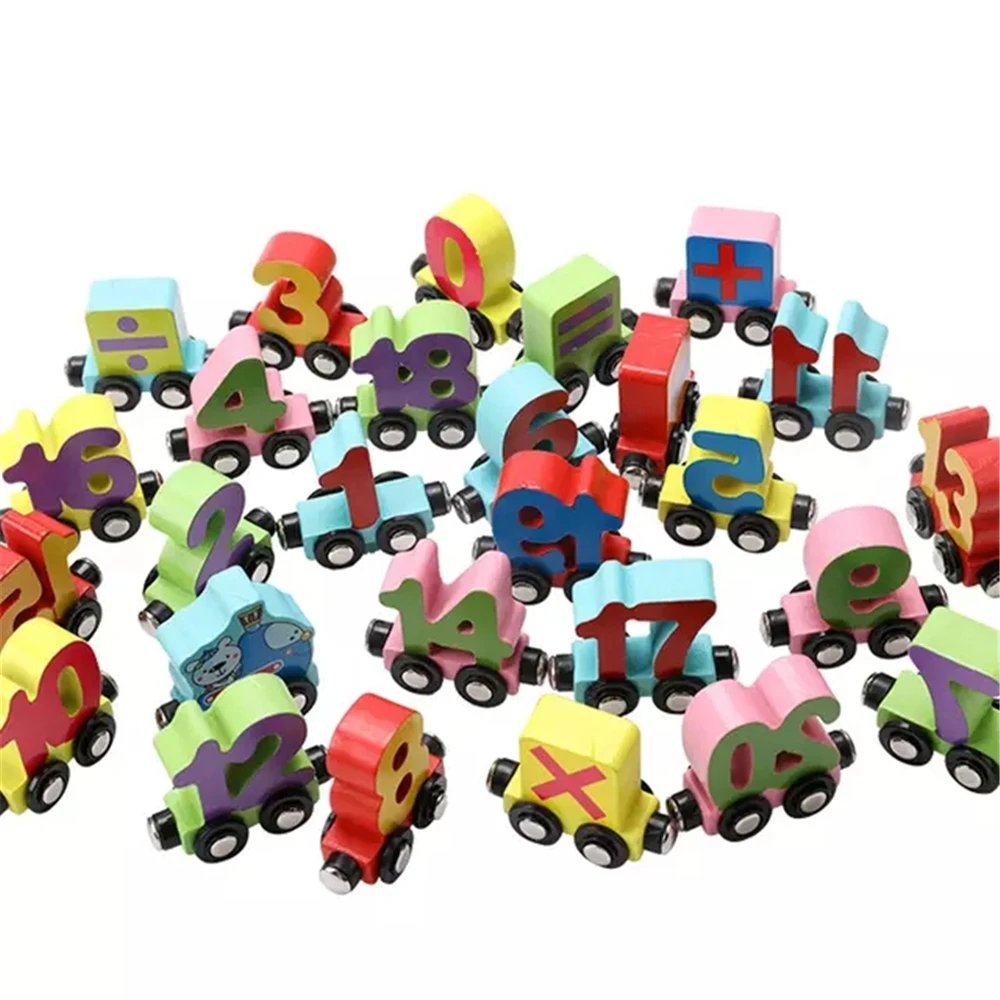 

MWZ 26 English Letters Small Train Wooden Toys Children 1-3 Years Old Puzzle Cognitive Magnetic Letters Car Early Education Toys