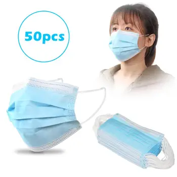 

50 PCS Disposable Protective MASK Prevent Droplets Anti MASK Mouth Face Masks 3 Layers Of Protection Meltblown Cloth Fast Ship