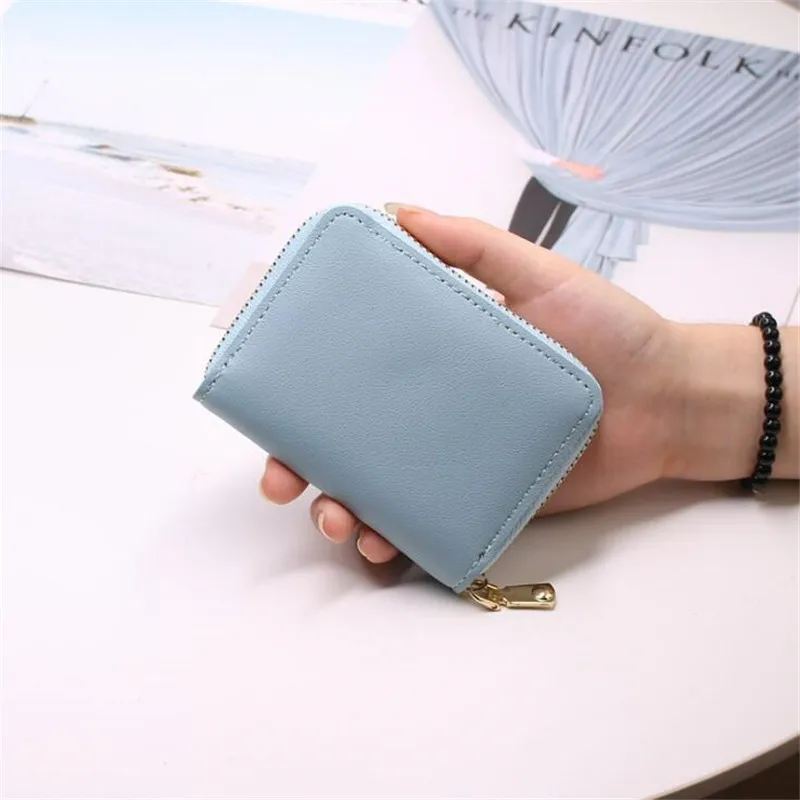 Women/men Business Card Holder Wallet Case Red/black/gray/yellow/blue/purple Credit Card Holder Case 26 Bits Zipper Wallet