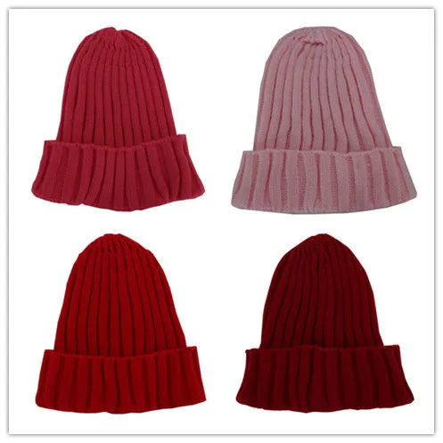

and winter of 2019 pure color female candy color knitted cap sleeve head han edition plain knit beret caps wholesale